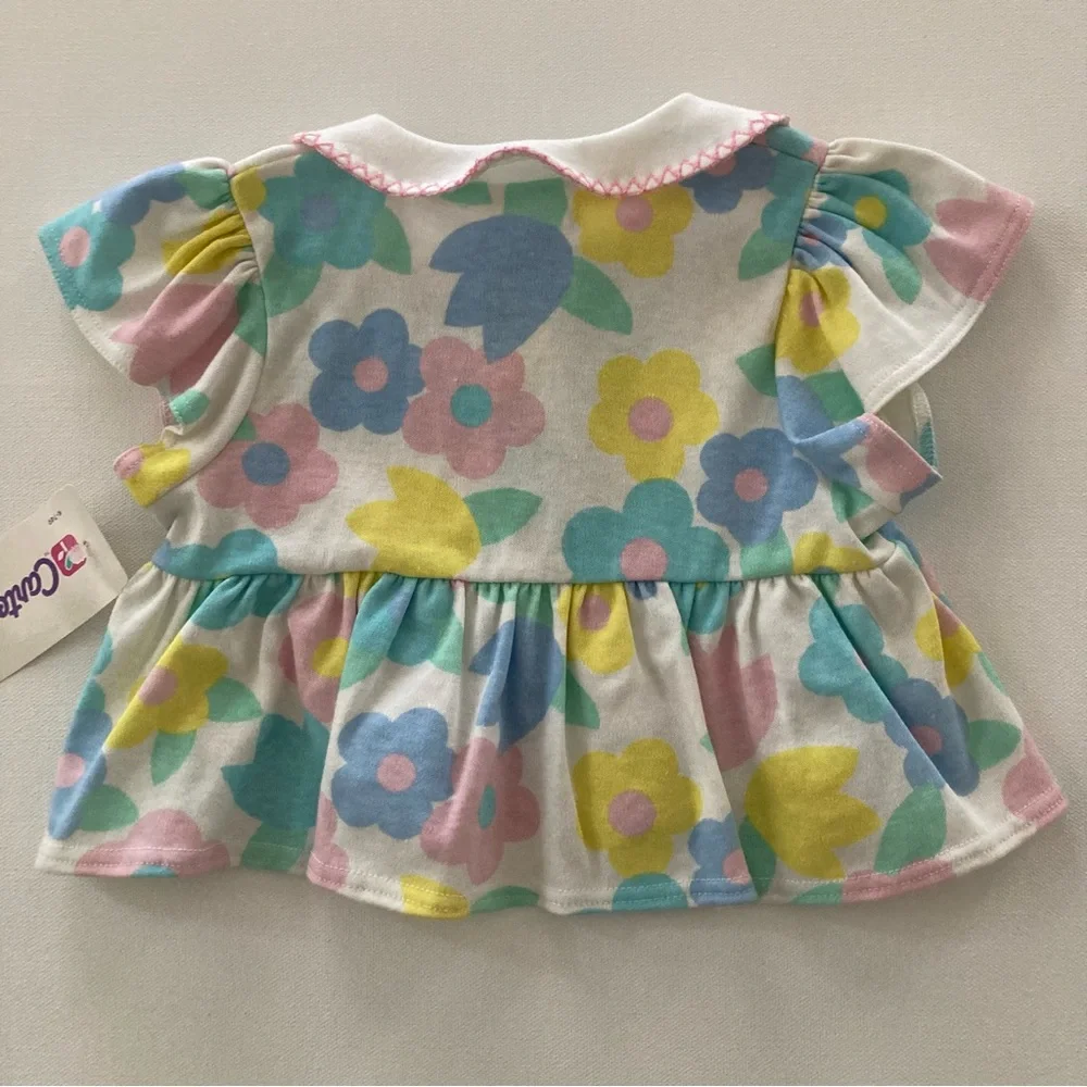 Vintage Carter’s Baby Girl 12 Months Floral Top Shorts Set Outfit - Picture 5 of 5